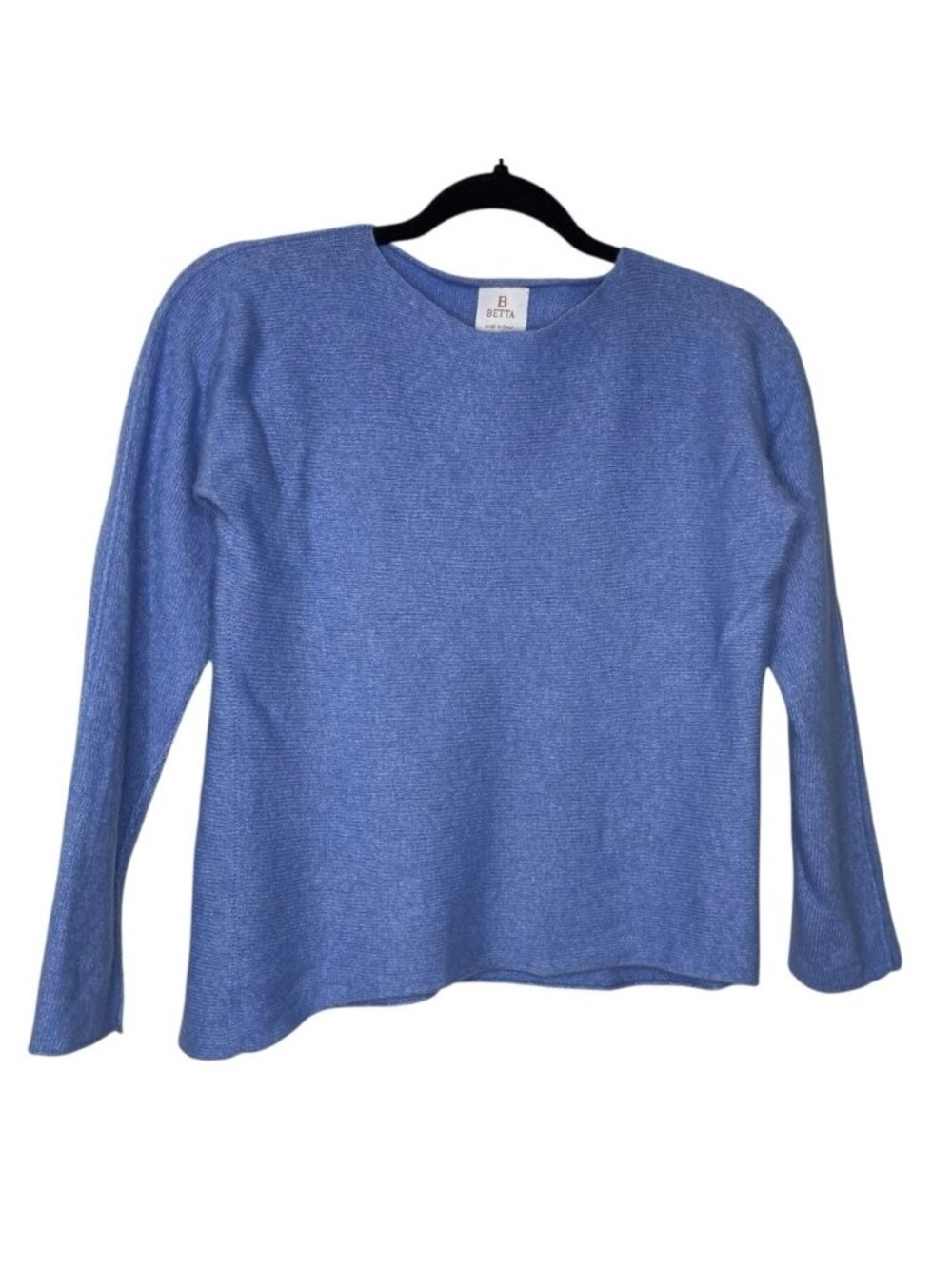 Betta Italy Merino Wool Cashmere Long Sleeve Blue Knit Sweater Size Small